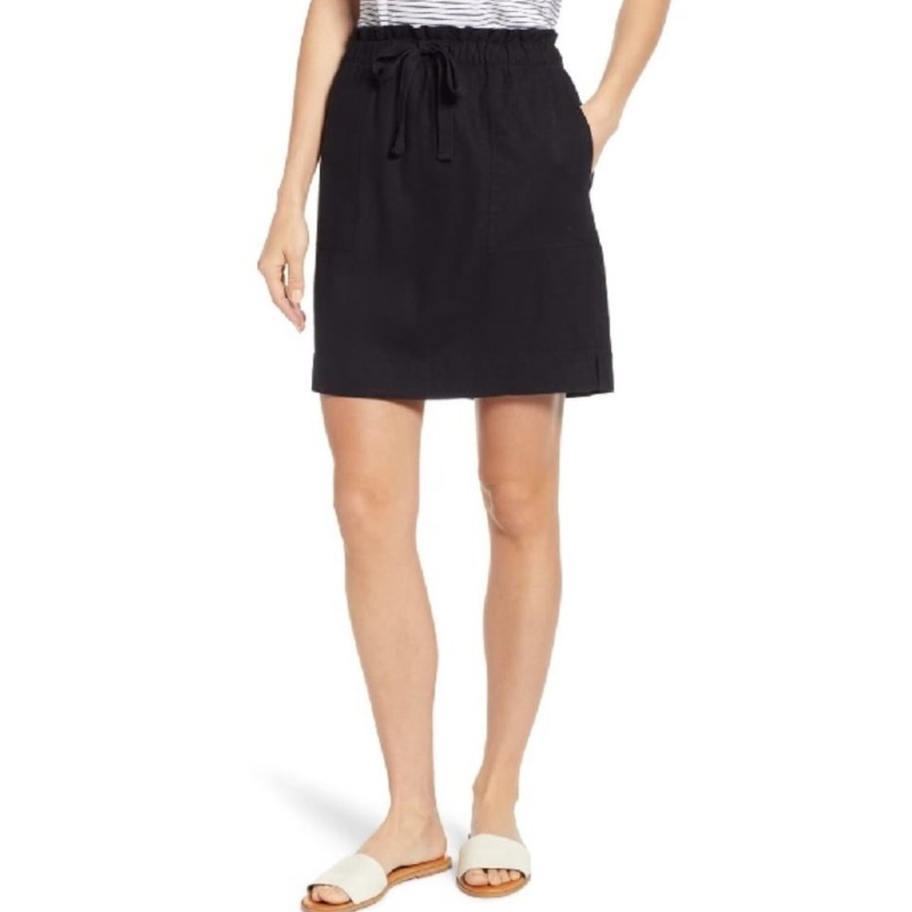 Caslon Black Linen Paperbag Skirt